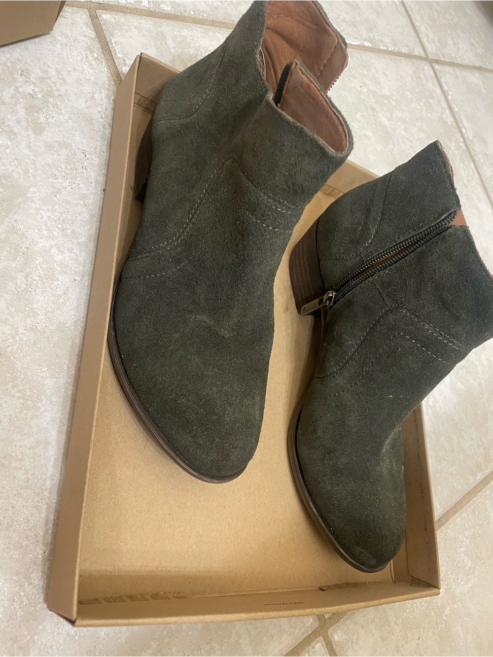 Women's Suede Ankle Booties - Olive Green Lucky Brand